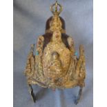 Tibetan bronze & gilt metal temple helmet Please check condition before bidding