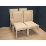 A good set of four modern limed oak and upholstered dining chairs