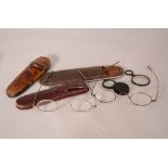 Two glasses and two magnifying glasees, with cases. Provenance: From the Collection of Seward