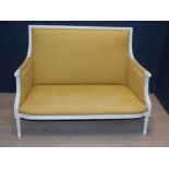 French style white painted & upholstered 2 seater sofa 56 x 114 cm