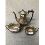 Hallmarked silver 3 piece tea set, 28 ozt