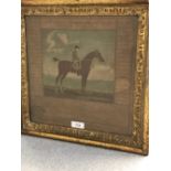 Old coloured print of a thoroughbred "The Portraiture of Young Cartouche" F&G