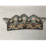 C19th Chinese embroidered robe with black ground, all over floral pattern embroidery and turquoise