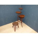 Victorian mahogany Milliner's stand & Victorian carved oak stool