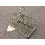 Hallmarked silver, 6 division, toast rack, London 1904