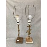 Pair of gilt table lamps with stepped marble style base