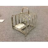 Hallmarked silver 4 division toast rack, Chester 1909