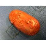 Chinese red agate carved pendant, 8cm L Please check condition before bidding
