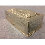 Hallmarked silver Regency style oblong fluted box with hinged lid, London 1886, 18 cm L