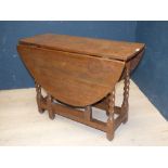 Georgian oak drop-leaf, gate leg table 68H x 94W cm & 3 various stools