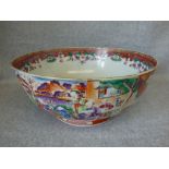 Chinese Cantonese bowl, 26cm dia. (cracks and restoration) Please check condition before bidding