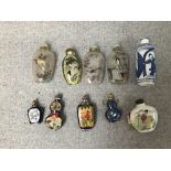 10 various Chinese snuff bottles Please check condition before bidding