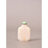 C19th Chinese jade snuff bottle, of flattened, rounded rectangular form, 6.7cm high, jadeite