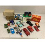 Britain's Model Farm toy of a Fordson Major tractor in original box & qty of various toy vehicles by