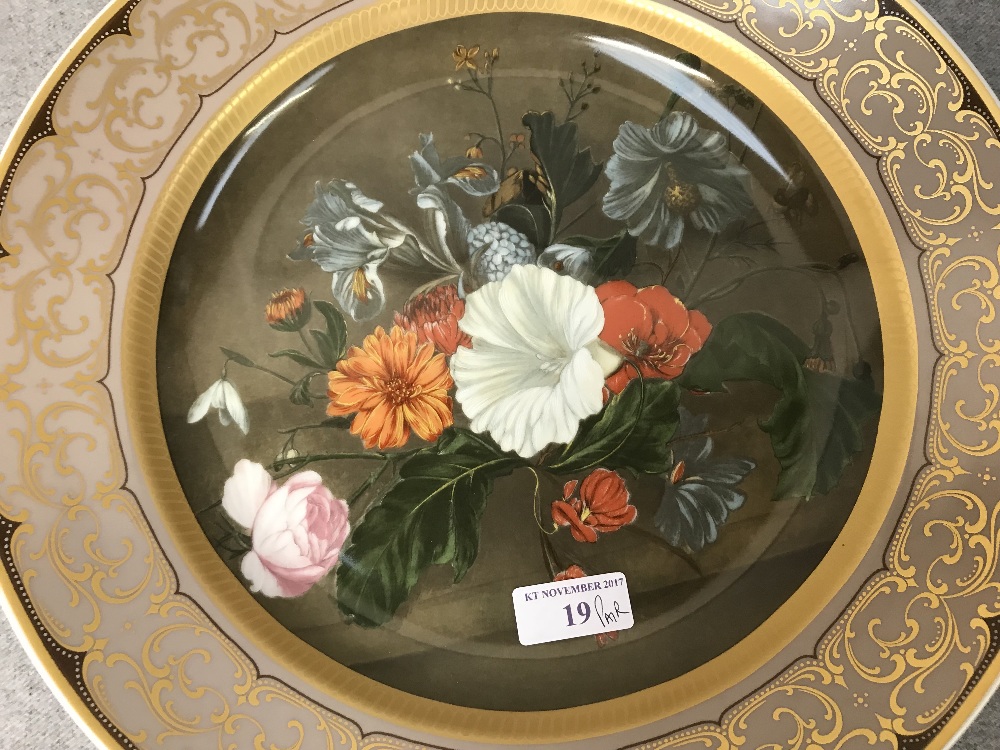 KAISER German pair of gilded porcelain wall plates 'Flower Bouquet' 32cm dia. - Image 2 of 2
