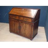 Georgian mahogany bureau with single drawer & cupboard 109H x 112W cm