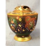 Cloissonne hexagonal incence burner with pierced cover, 12cmH Please check condition before bidding