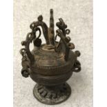 Antique Indian metal betel nut pot, 10cm H Please check condition before bidding