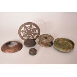 A mixed group of bronze objects. Provenance: From the Collection of Seward Kennedy. Please check