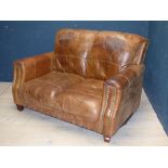 Contemporary style 2 seater brown leather sofa 83 x 126 cm