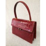 Red alligator/turtle handbag