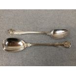 Pair of hallmarked early Victorian silver salad servers with Kings Husk pattern by George Adams,