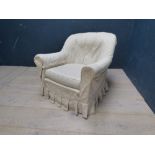 Victorian armchair with a loose cover - in beige fabric