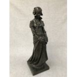 Good C19th bronze of Marguerite, carrying a book, foundary F Barbedienne, artist E. Aizelin, good