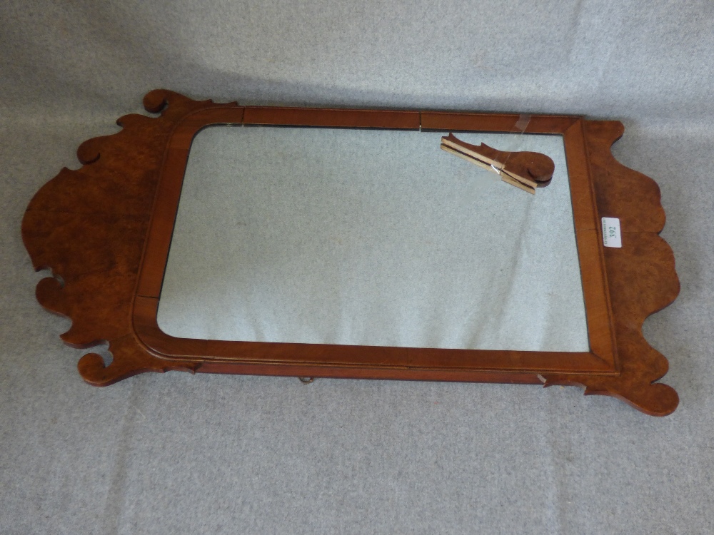 Small walnut fretwork framed mirror