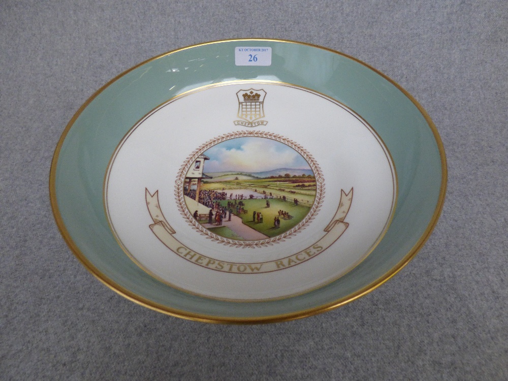 Aynsley bowl with hand painted scene of 'Chepstow Races' by J. Shaw, No. 29, 1984 "Aynsley loving