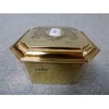Large silver gilt square box in Carolean style having angled corners the lid with entwined plumes