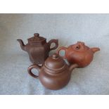 3 various Chinese teapots Please check condition before bidding