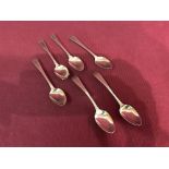 Set of 6 hallmarked silver bright cut teaspoons by 'T. O.' 3 ozt