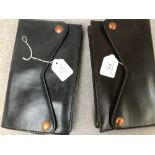 2 ladies Gucci clutch bags, dark brown & dark blue leather, marked 'Gucci'