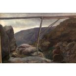 Attributed to A H Berens 1865-1959, Aqueduct in the Atlas Mountains, 34x50cm in gilt frame