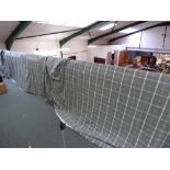 Pair of good quality lined and interlined full length curtains, grey checked patterned