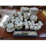 Large qty of Royal Worcester Evesham pattern china, soup plates, breakfast plates, dishes, cups,