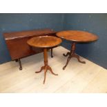 A George III mahogany tilt top circular tripod table, A George III mahogany, drop leaf, gate leg