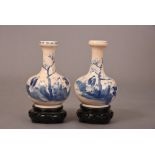 Two C19th Chinese blue and white soft-paste vases, each painted with figures in landscape, one