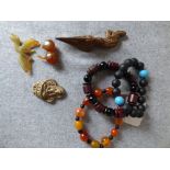 3 various Chinese beaded bracelets & various Chinese items Please check condition before bidding