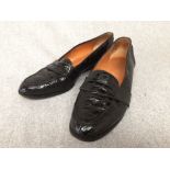 'Ralph Lauren' black crocodile shoes, size 5 1/2