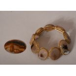 Chinese agate-mounted bracelat; together with an agate pendant. (2) Provenance: From the