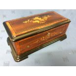 Inlaid rosewood cased 6 - Airs musical box, the cylinder 20 cm, the case 43 cm L, restored & in