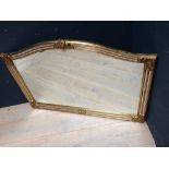 Good modern gilt framed rectangular wall mirror with arched top, 88H x 125W cm