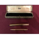 'Sheaffer' gold plated fountain pen & 'Sheaffer' pencil in a 'Parker' pen case