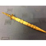 Tibetan bone & gilt metal temple stick, 24cm L Please check condition before bidding