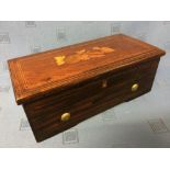 Inlaid rosewood cased musical box, the cylinder 15 cm L, frame stamped '13900', the case 31 cm L,