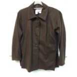 Ladies Yves St Laurent brown cloth trouser suit, size 36 & Yves St Laurent pin stripe cardigan