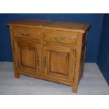 Good quality French honey coloured oak side cabinet (approx. 7 years old) 100 cm H x 125 cm W