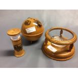Mauchline ware spool holder, needle case & stand